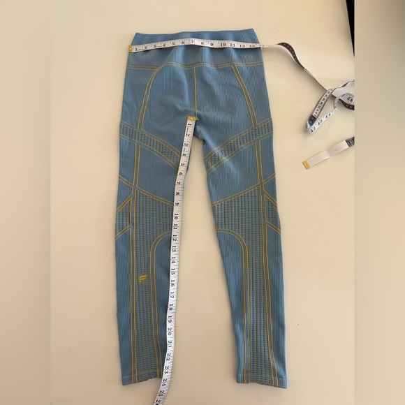 Fabletics Blue Leggings with Yellow Accents - Picture 8 of 9